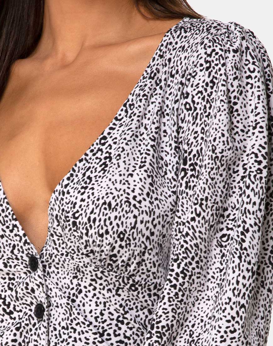 Roma Langarm-Top in Leo Spot in Schwarz und Weiß - Image 5