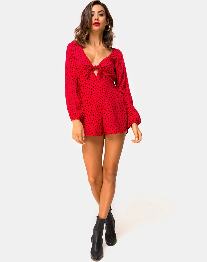 Romalo Playsuit in Mini Diana Dot Rot und Schwarz - Image 3