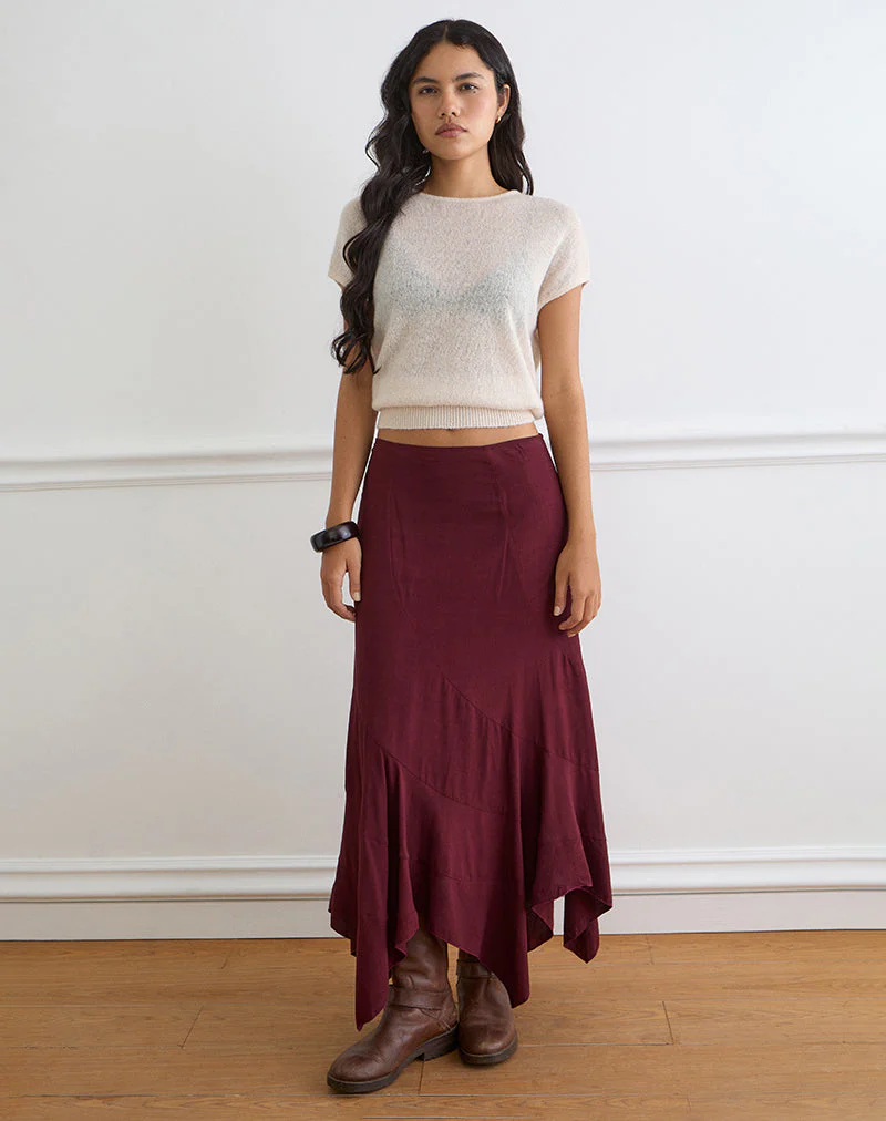 Rombe Maxi Skirt in Maroon - Image 2