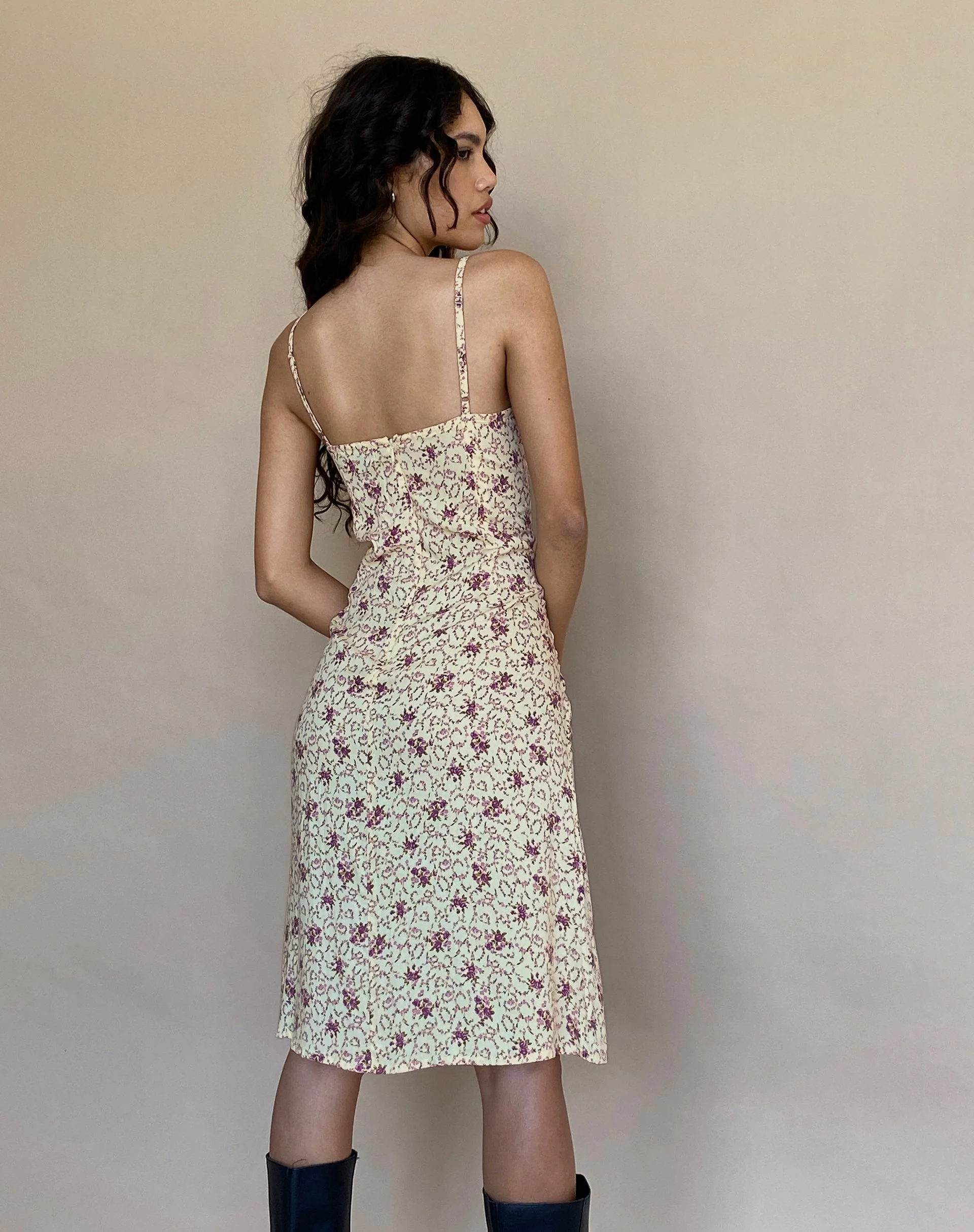 Ronsha Midikleid aus Blumenkette Creme - Image 5