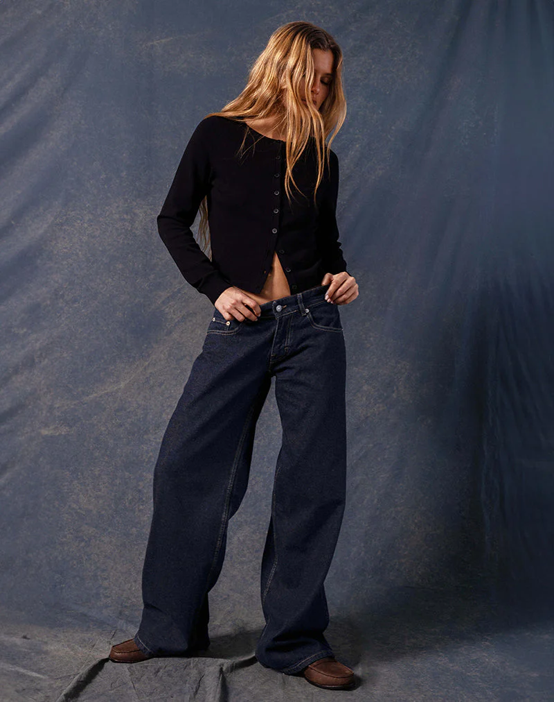 Geräumige extra weite Low Rise Jeans in Indigo - Image 3