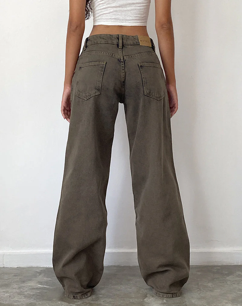 Geräumige extra weite Low Rise Jeans in Dark Black Sand - Image 5