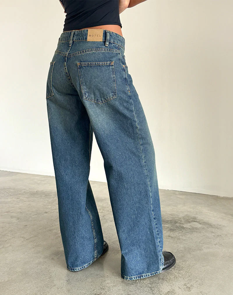 Geräumige extra weite Low Rise Jeans in Hellblau - Image 4