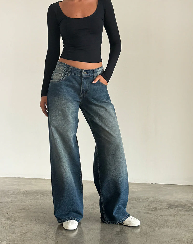Geräumige extra weite Low Rise Jeans in Dark Vintage - Image 3