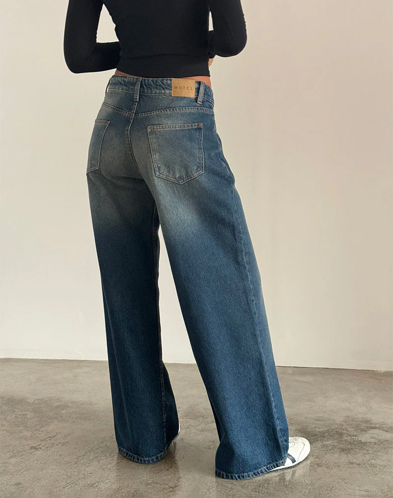 Geräumige extra weite Low Rise Jeans in Dark Vintage - Image 4