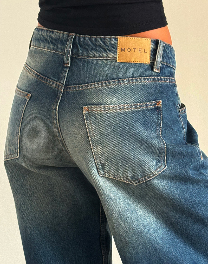 Geräumige extra weite Low Rise Jeans in Dark Vintage - Image 5