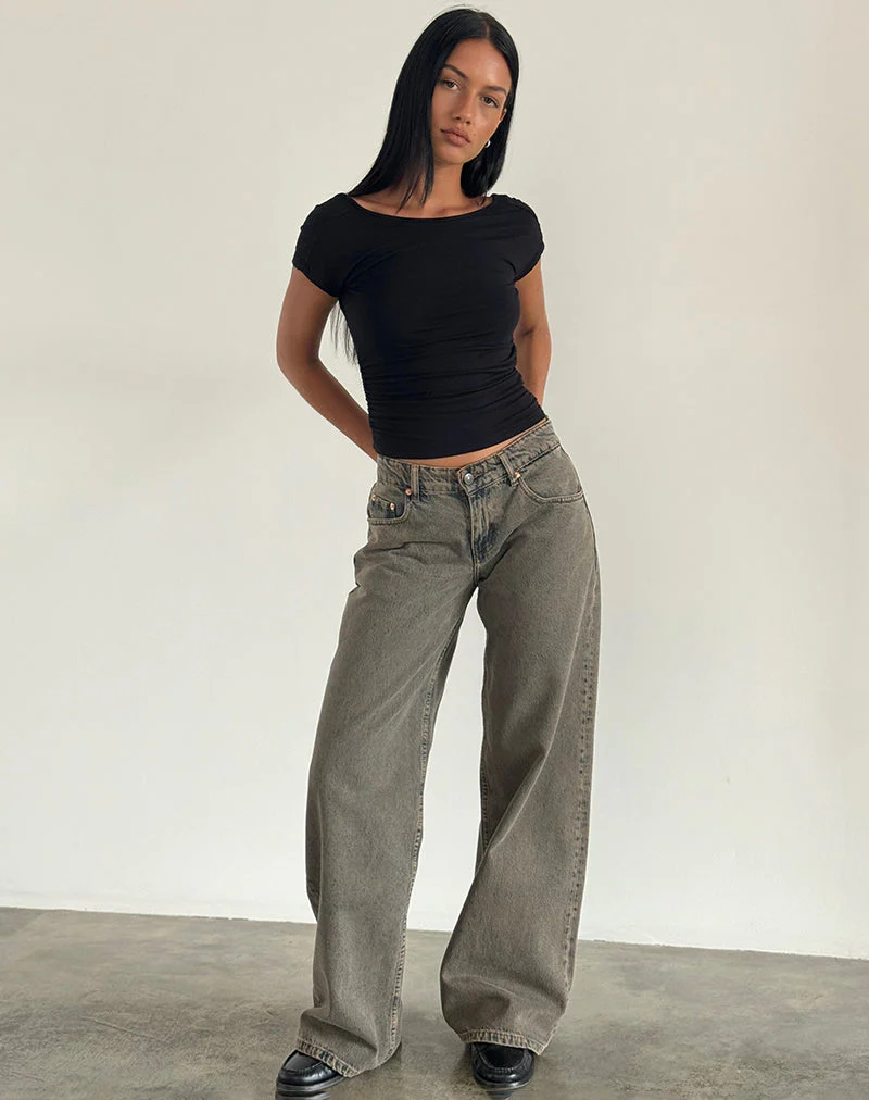 Geräumige extra weite Low Rise Jeans in erdigem Blau - Image 3