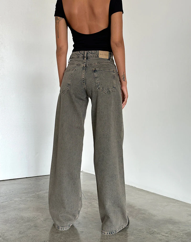 Geräumige extra weite Low Rise Jeans in erdigem Blau - Image 4