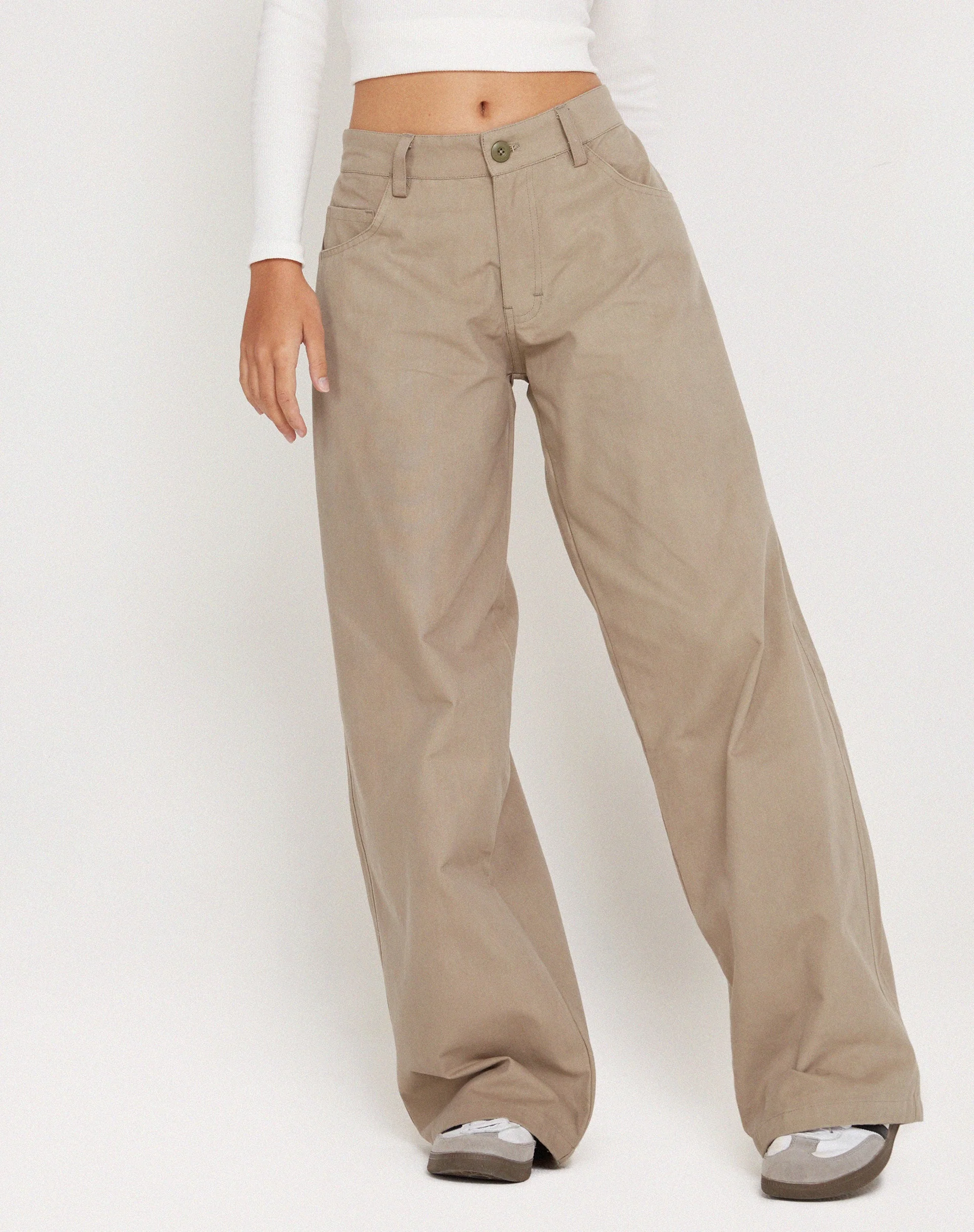Geräumige Low Rise Extra Wide Hose in Biscotti