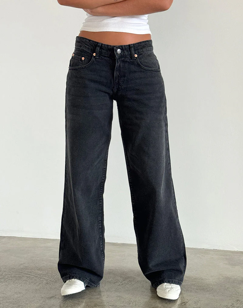 Geräumige, extra weite Low Rise Jeans in Schwarz gewaschen - Image 6
