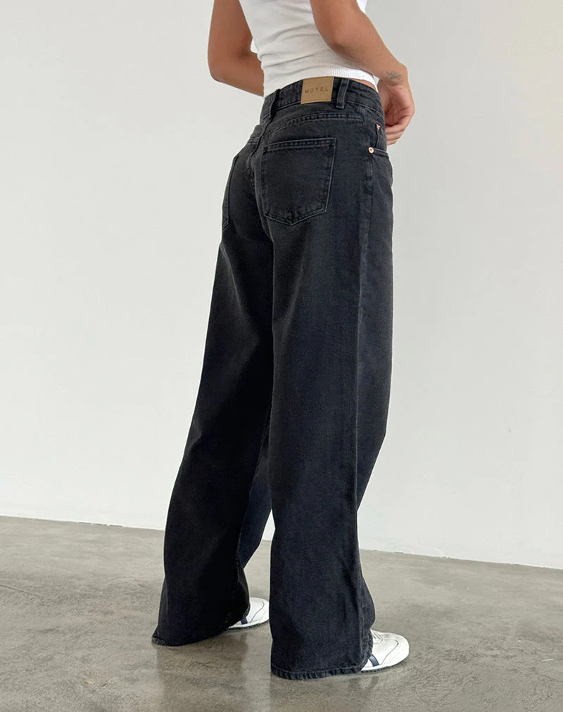 Geräumige, extra weite Low Rise Jeans in Schwarz gewaschen - Image 7
