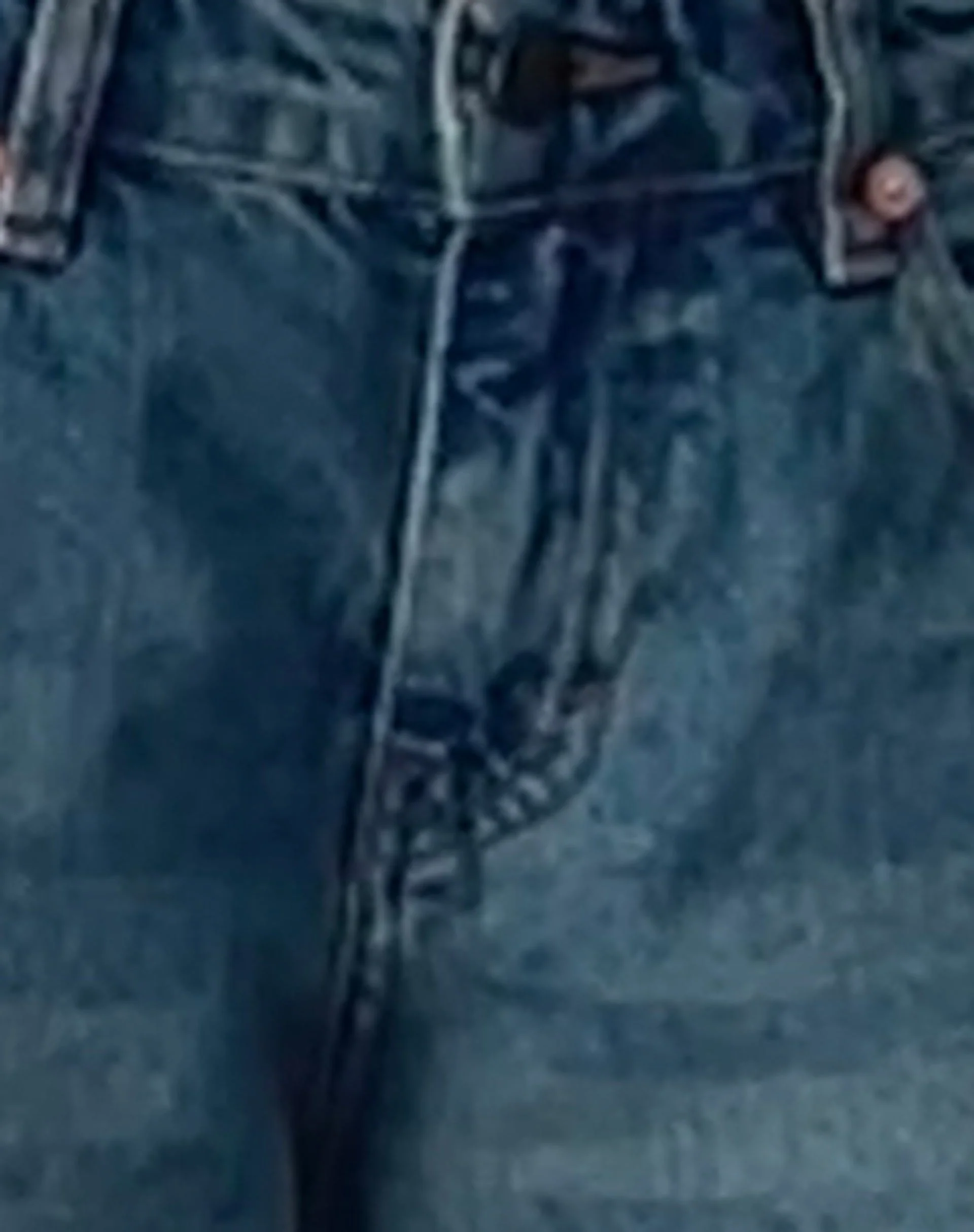Geräumige extra weite Low Rise Jeans in Vintage Blau Grün - Image 6