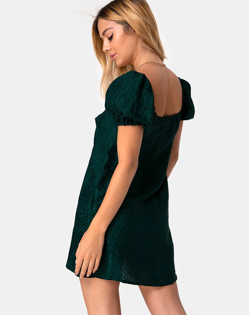 Ropelle Kleid aus Satin Gepard Waldgrün - Image 2