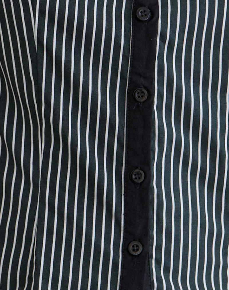 Rosabe Bluse in Schwarz und Grau Monostripe - Image 6