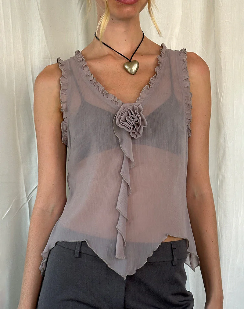 Rosalinda Oberteil aus Chiffon Flieder Grau - Image 2