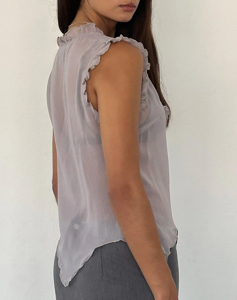 Rosalinda Oberteil aus Chiffon Flieder Grau - Image 5