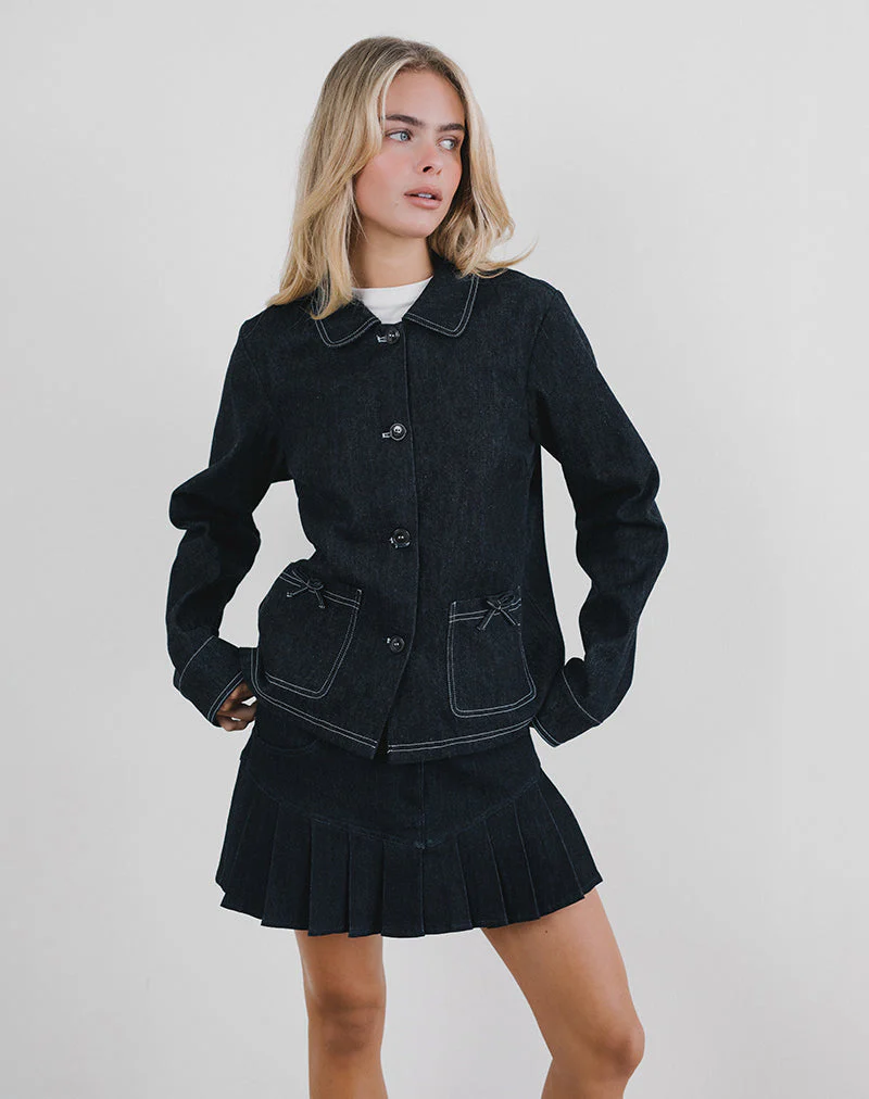 Rosdi Jacke mit Schleifenverzierung in dunklem Indigo - Image 4