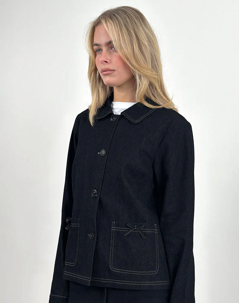 Rosdi Jacke mit Schleifenverzierung in dunklem Indigo - Image 5