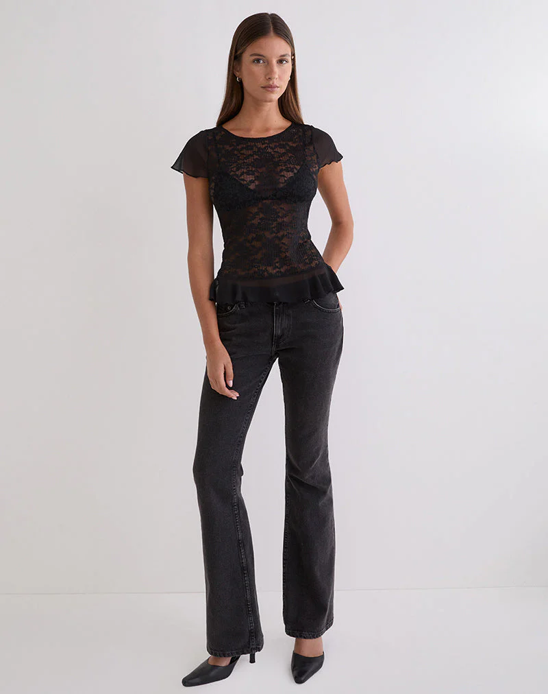 Roselani Rüschenhemdbluse aus schwarzer Spitze - Image 3