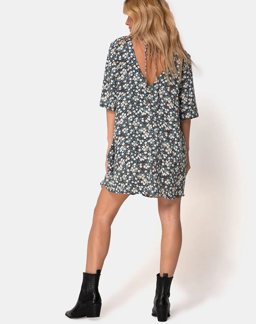 Rosella Swing-Kleid in Floral Field Navy - Image 4