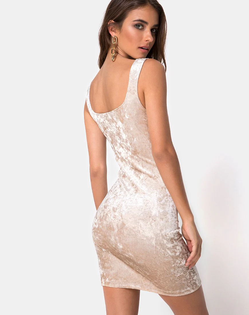 Rosita Bodycon-Kleid aus cremefarbenem Crushed Velvet - Image 2