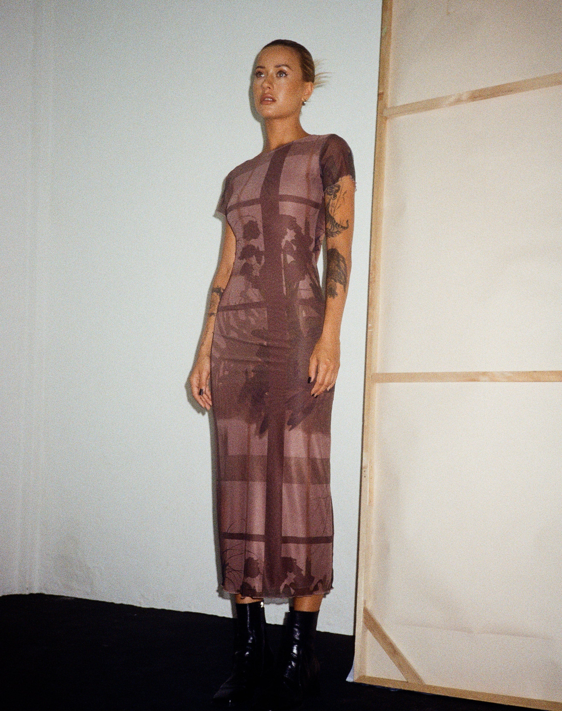Roska Midikleid in Fotobraun