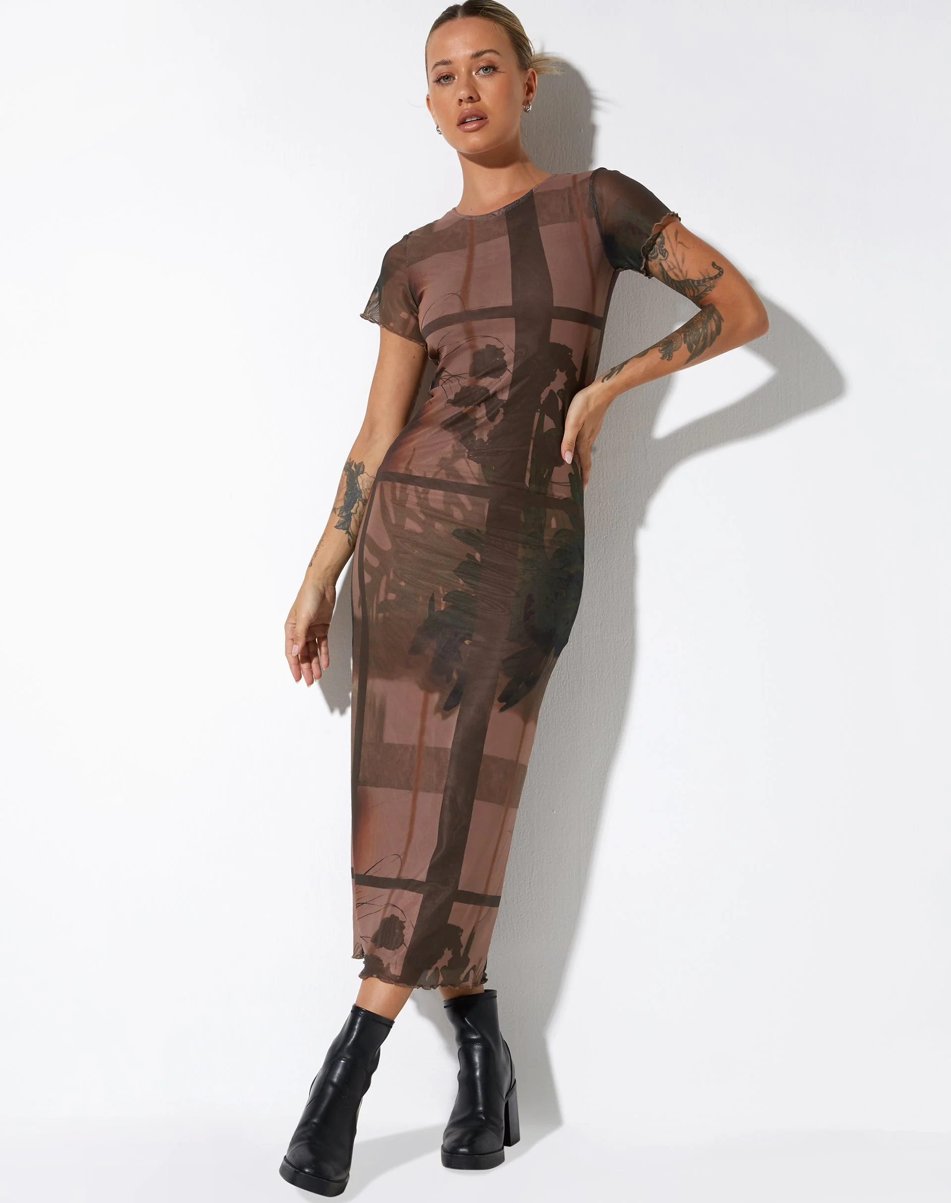 Roska Midikleid in Fotobraun - Image 5