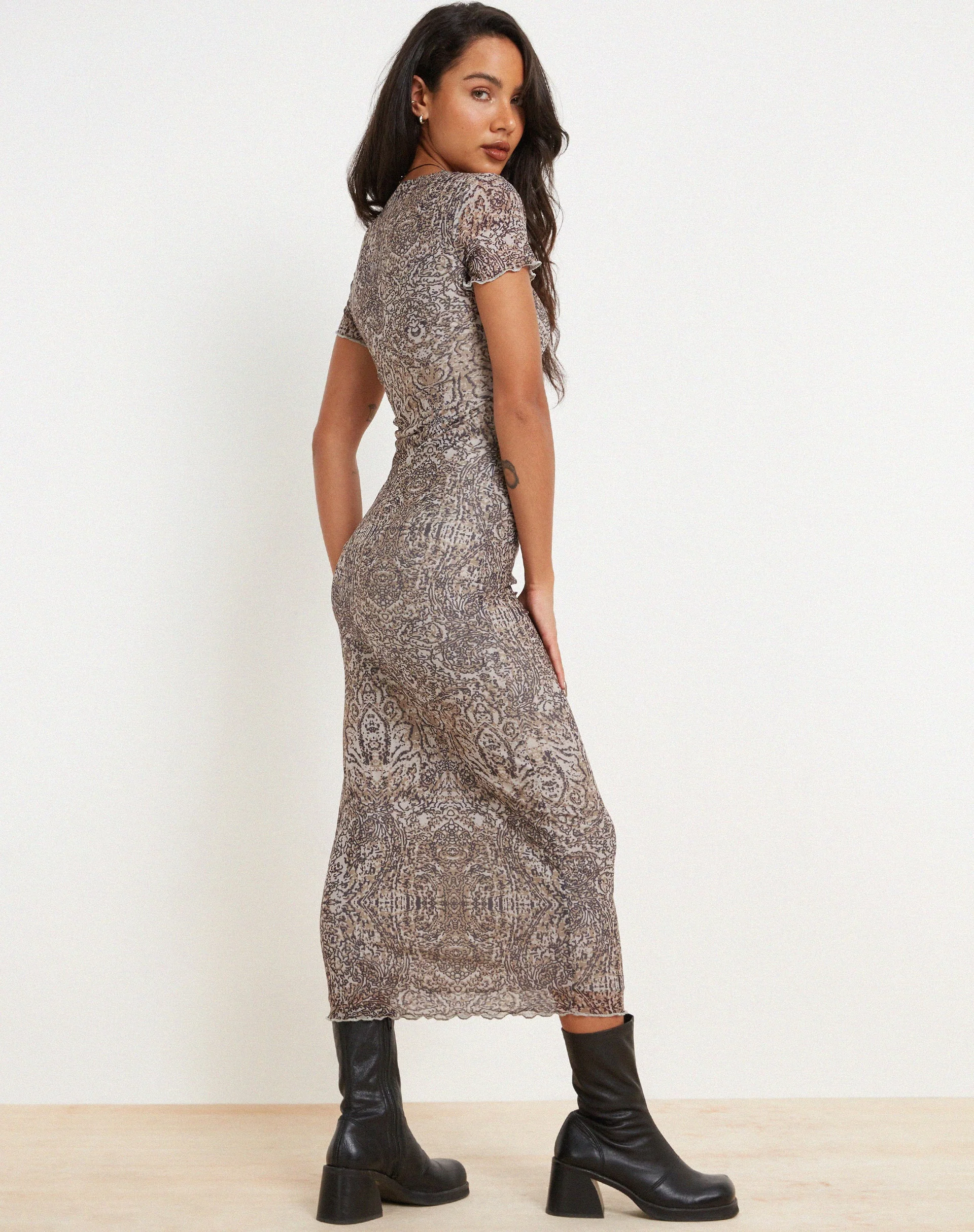 Roska Bedrucktes Midikleid in Sandstorm Tonal Print - Image 3