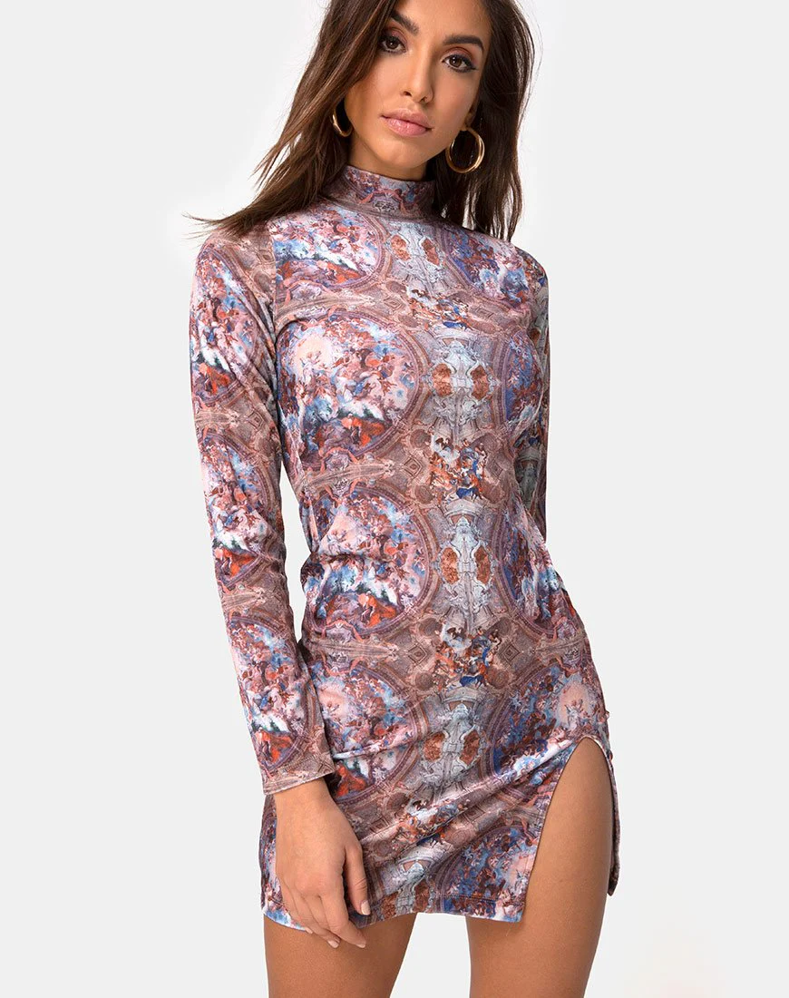 Rossel Kleid aus Samt mit Palastdruck
