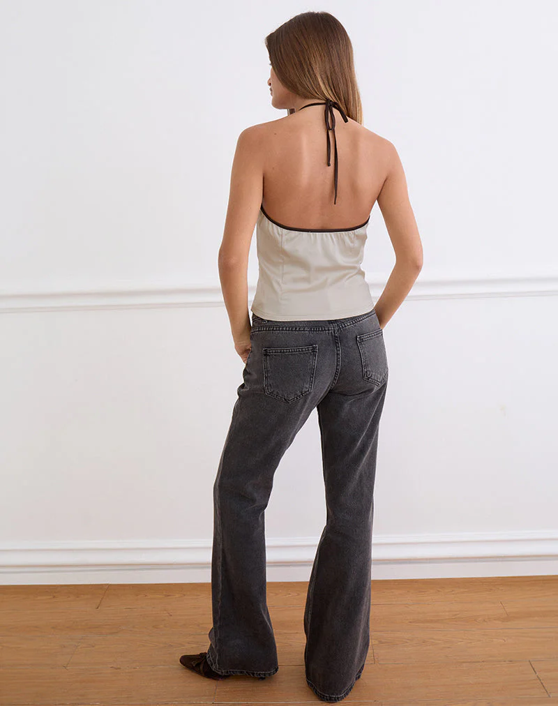 Rovania Backless Halter Top in Satin Champagne - Image 4