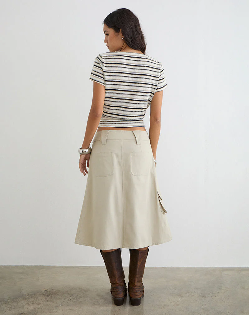 Rovie Utilty Cargo Skirt in Twill Latte - Image 4