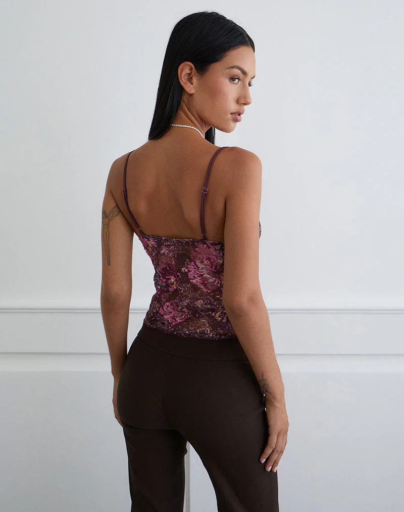Rubik Cami Top in abstraktem Rosarot und Pflaume - Image 3