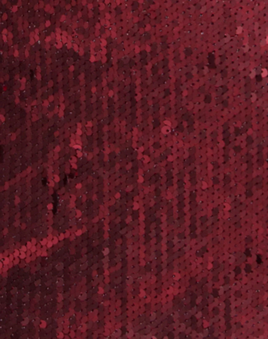 Ruby Rose Bodycon Kleid aus mattem Fischgrätenpaillettenwein - Image 5