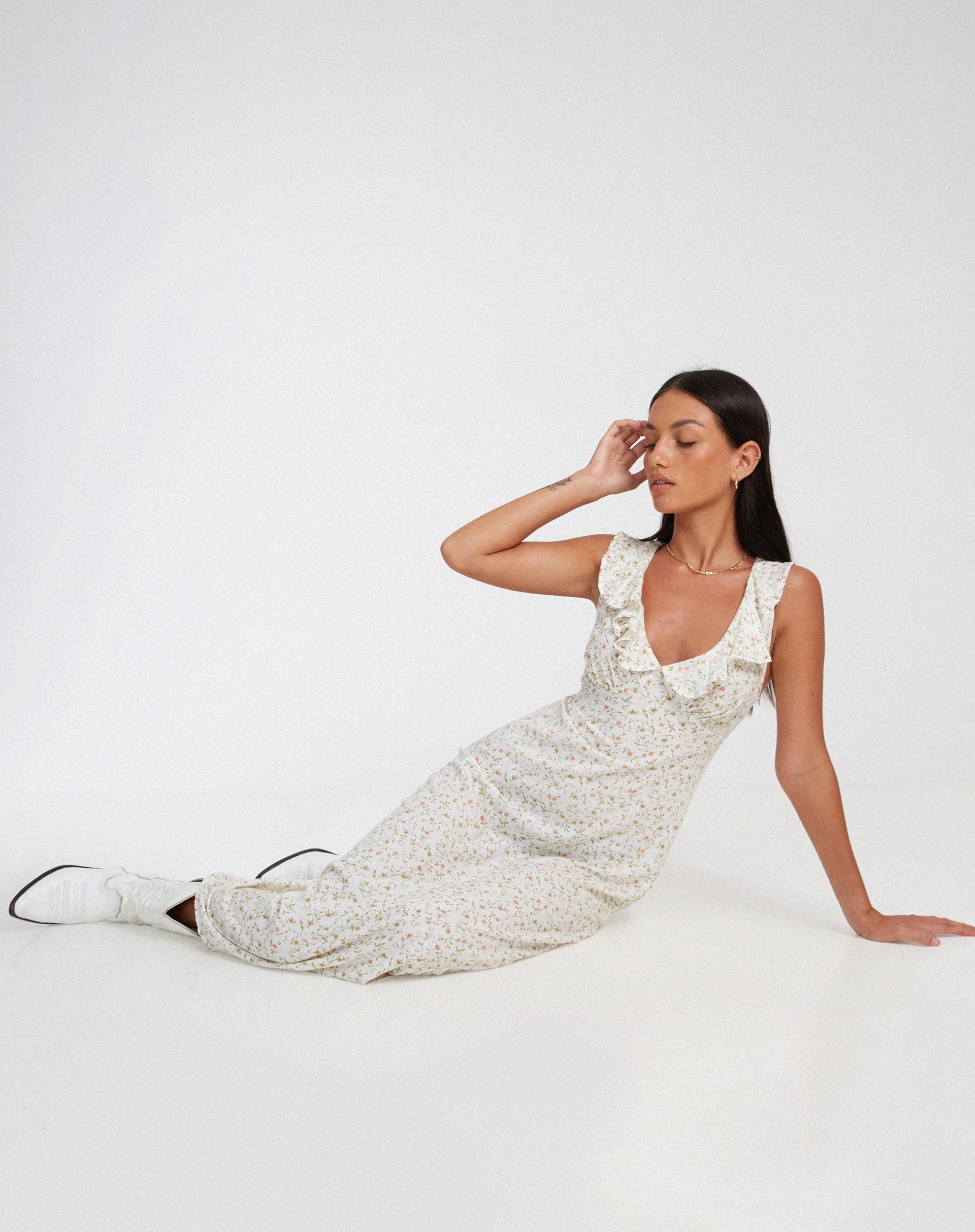 Rufiso Midikleid in Pretty Petal Elfenbein - Image 3