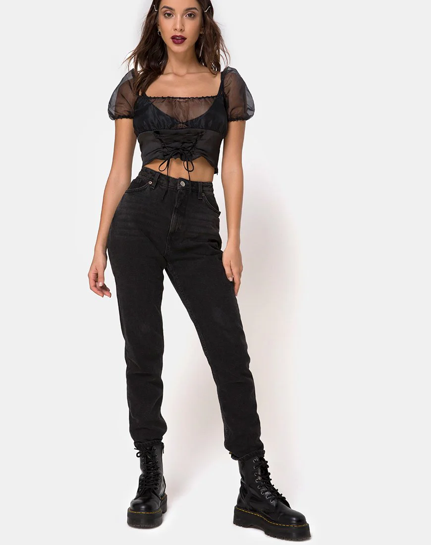 Ruina Top in Satin Schwarz - Image 3