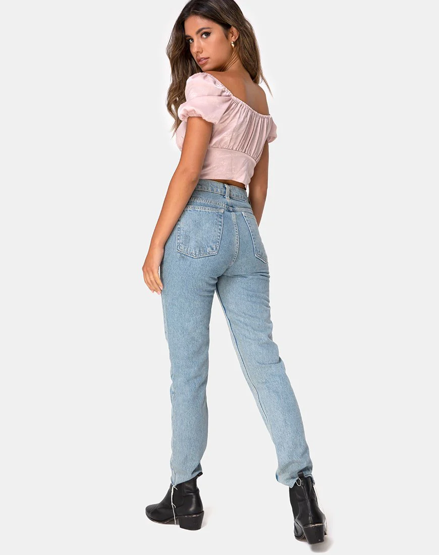 Ruiz Schulternahes Oberteil aus Satin in staubigem Rosa - Image 6