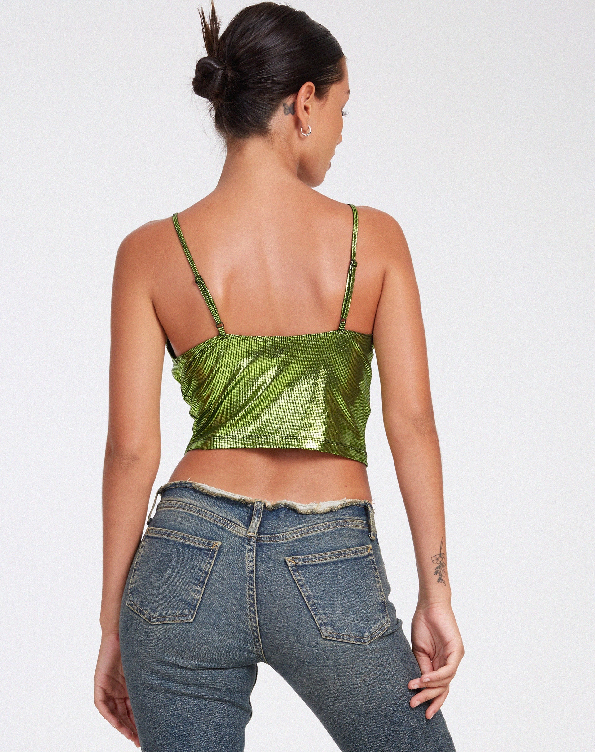 Rumak Crop Top in Holographisch Limette - Image 2