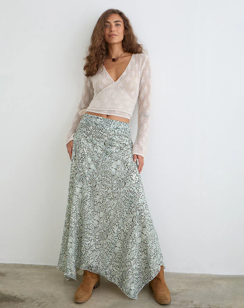Rumela Maxi Skirt in Bloom Paisley Pale Blue