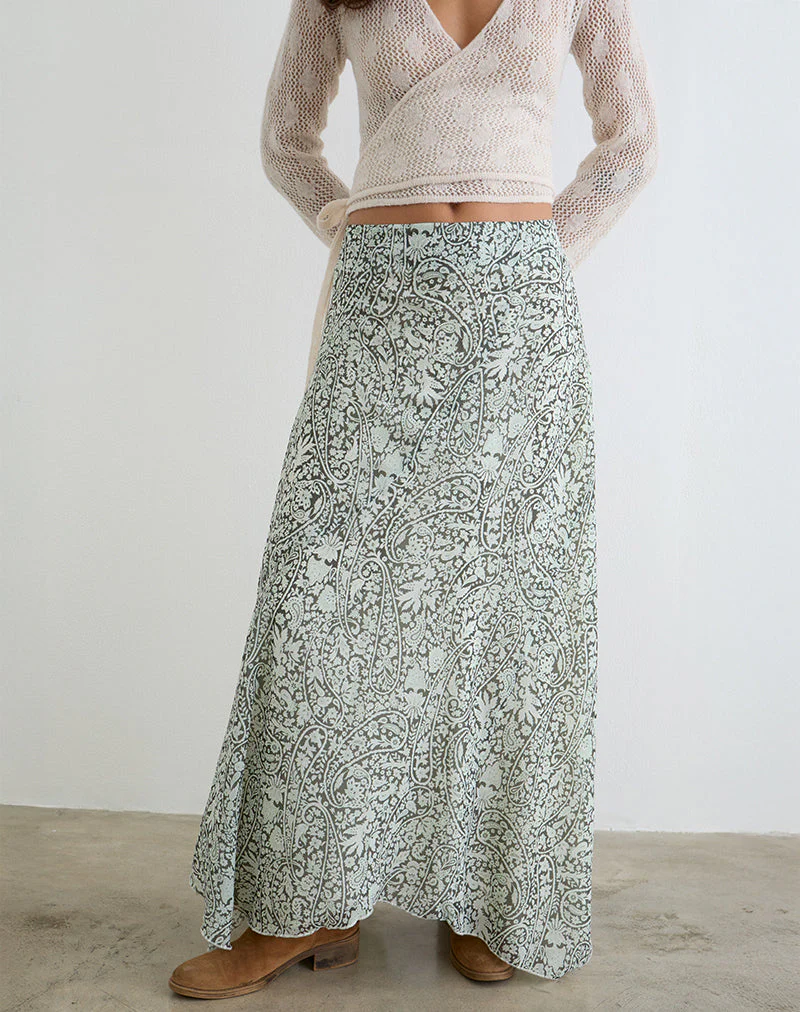 Rumela Maxi Skirt in Bloom Paisley Pale Blue - Image 2