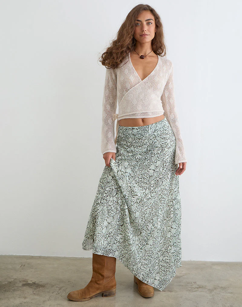 Rumela Maxi Skirt in Bloom Paisley Pale Blue - Image 4