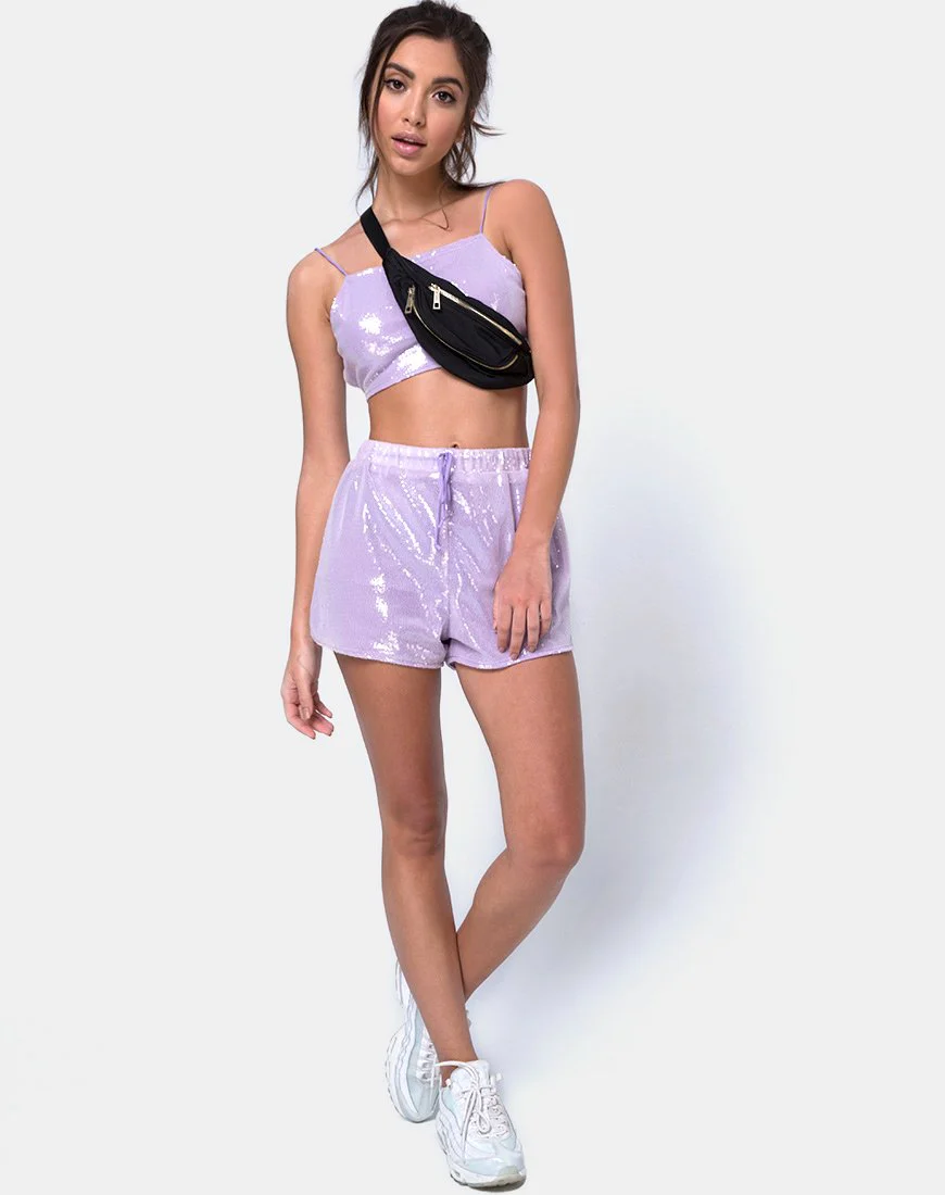 Runner Short aus mattem Mini-Pailletten-Lila - Image 3