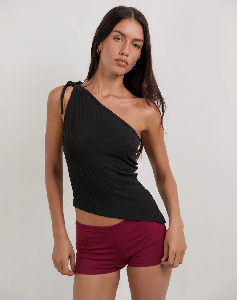 Rusana Top aus transparentem Diagonalstrick Schwarz - Image 2
