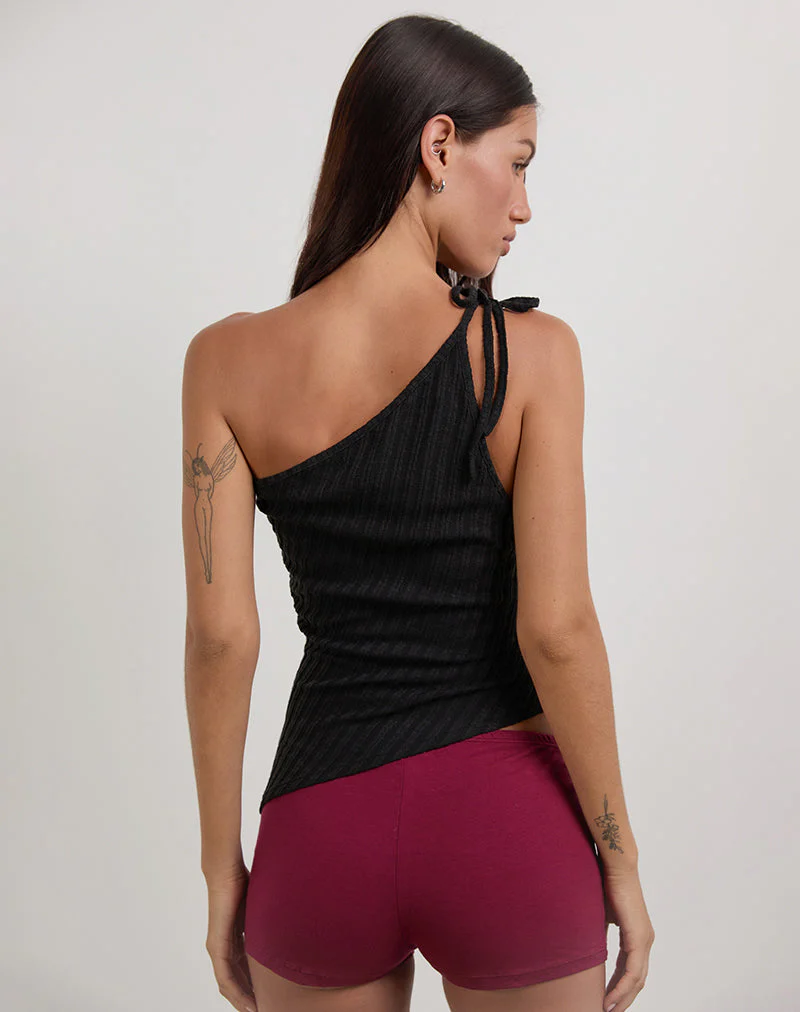 Rusana Top aus transparentem Diagonalstrick Schwarz - Image 4