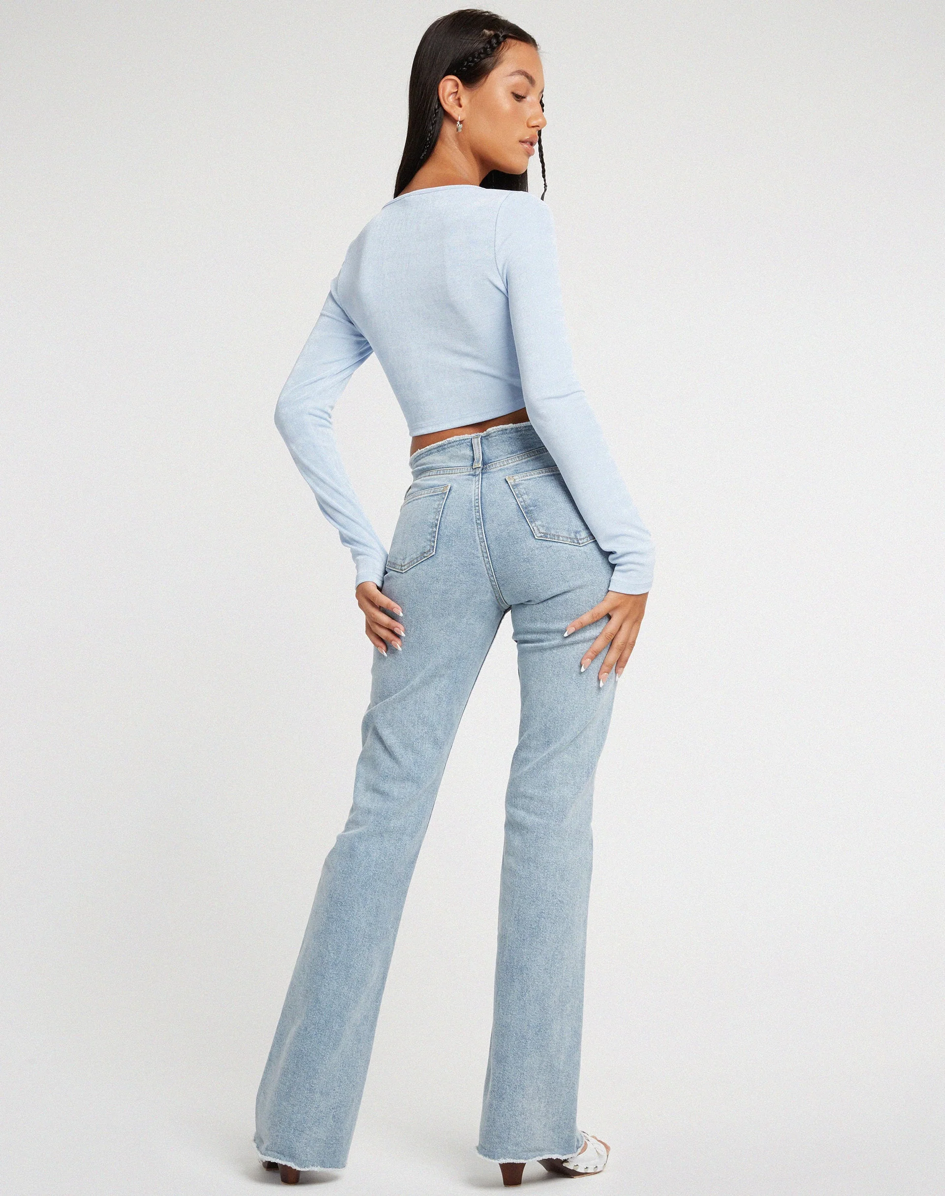Ruti Langärmeliges Top aus Krepp in Babyblau - Image 6