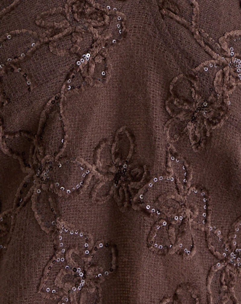 Ruwi Pailletten-Strick-Träger-Top in Dunkelbraun - Image 6