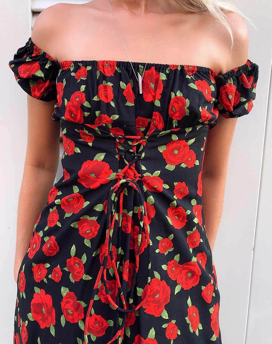 Ruzenta Minikleid in Roaming Rose Schwarz - Image 2