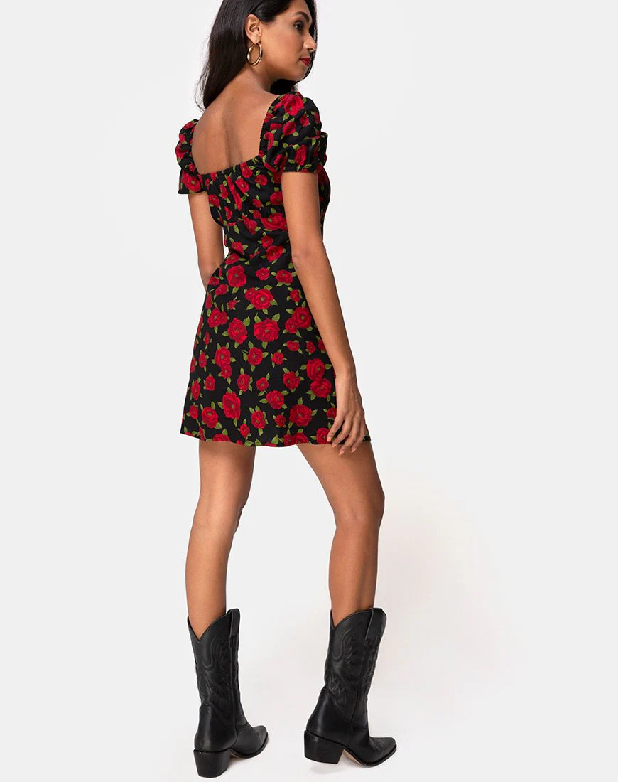 Ruzenta Minikleid in Roaming Rose Schwarz - Image 6