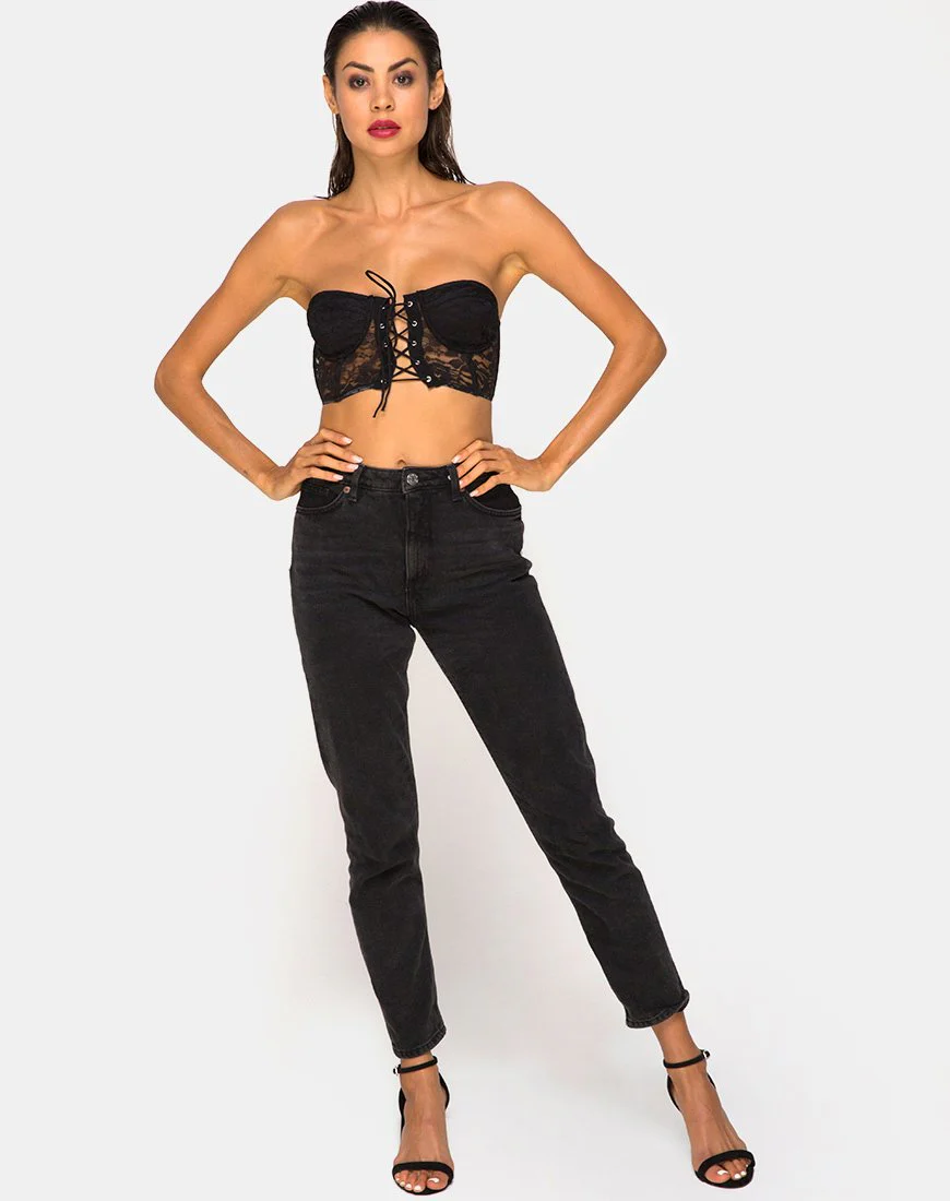 Ryilup Bralet Top aus Spitze Schwarz - Image 3