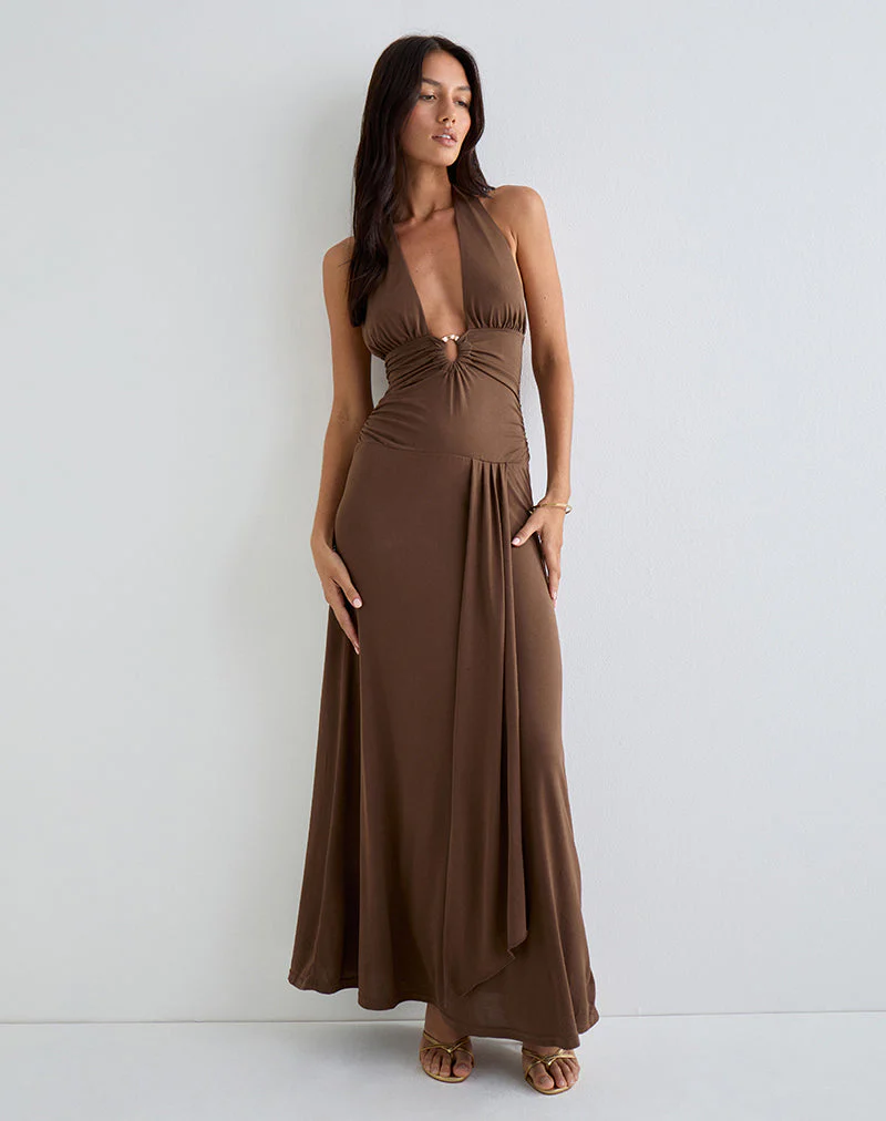 Ryoko Maxikleid aus Cupro Dunkelbraun - Image 5