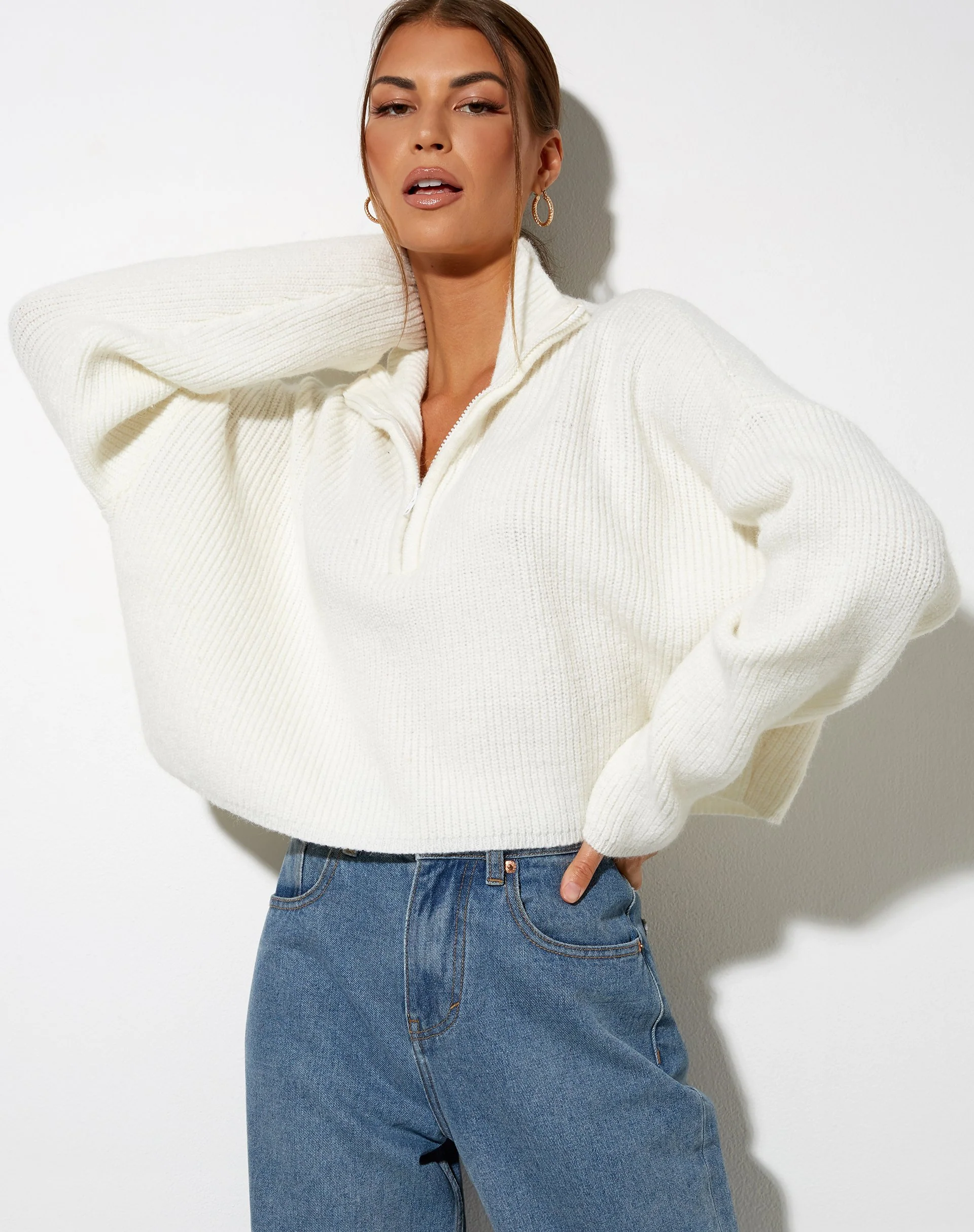 Saba Pullover aus elfenbeinfarbenem Strick